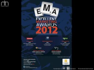 Imagen promocional del premio de marketing fxcfi fnt 2012 con logotipos de patrocinadores y detalles de los oradores sobre un fondo azul oscuro.