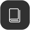 Icono de un libro sobre un fondo cuadrado negro.